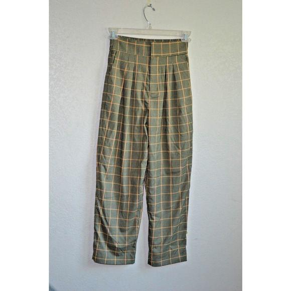 Urban Outfitters Paige Pants Size S Plaid High Waist Pleated Cropped Trouser - Picture 1 of 12